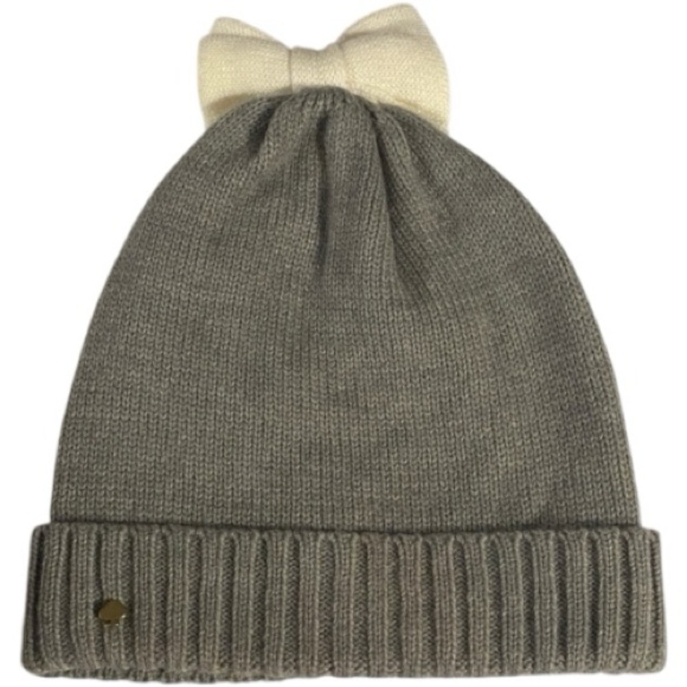 KATE SPADE New York Knitted Hat, NWOT, Ribbed Knit, Bow, Toboggan, Wool Blend